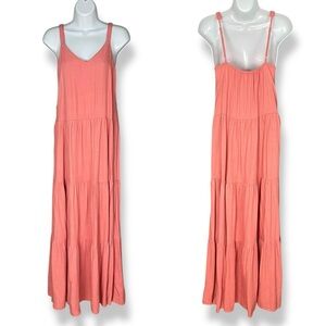 Splendid Dress‎ Tiered Size XS NO BELT Peach Pink Sleeveless Maxi Viscose Linen